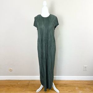 Sabina Musayev Textured Green Short Sleeve Maxi Shirt Dress Size Extra Small